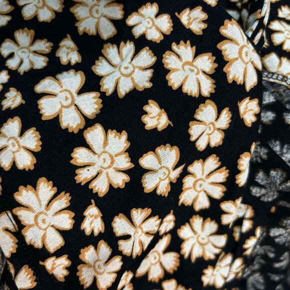 Free People Floral Print Pradera Faux Wrap Black Copper Mini Dress Size Medium - Picture 4 of 7